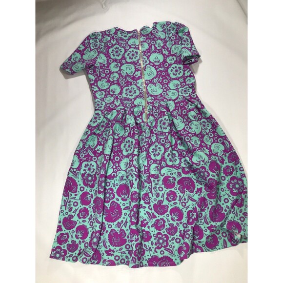 Lularoe Amelia Pocket Dress Floral Bright Purple Blue Twisted Fit Flare Size XL - Picture 4 of 7